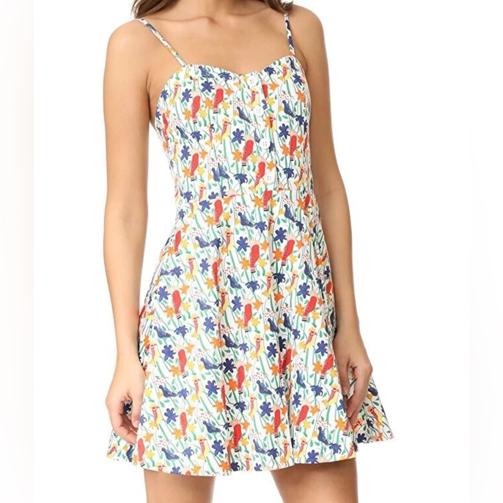 Alice + Olivia Nella Button front floral bird print Dress